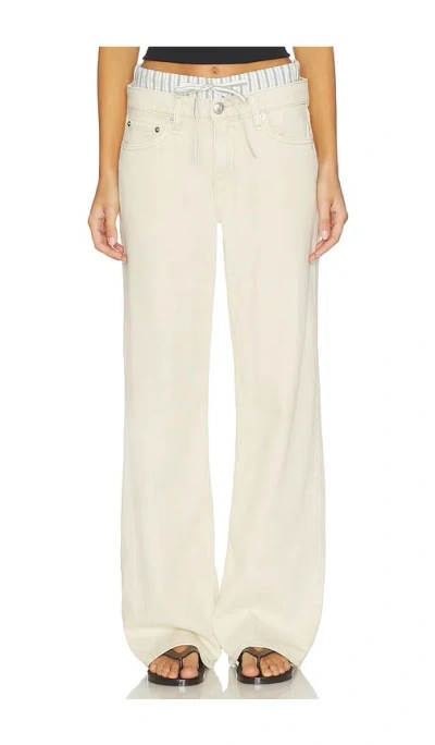 Rag & Bone Featherweight Saige Low Rise Full Boxer Straight Jeans In White