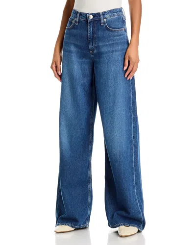 Rag & Bone Featherweight Sofie High Rise Full Length Wide Leg Jeans In Emerson In Blue