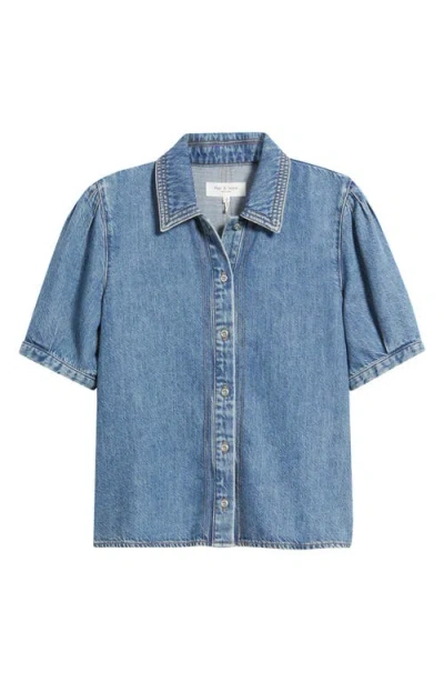 Rag & Bone Featherweight Taylor Short Sleeve Denim Button-up Shirt In Pattern