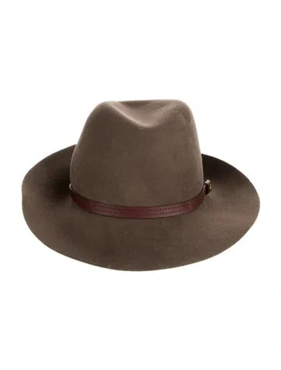 Pre-owned Rag & Bone Felted Fedora Hat With Leather Band W/tags In Neutral