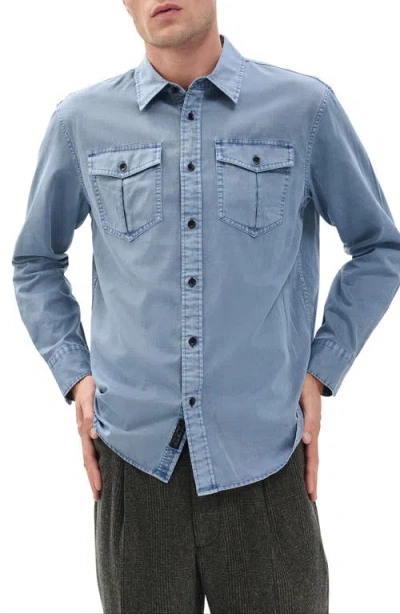 Rag & Bone Finch Cotton & Lyocell Military Button-up Shirt In Blue
