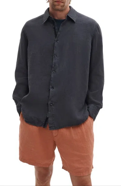 Rag & Bone Finch Linen Button-up Shirt In Gray