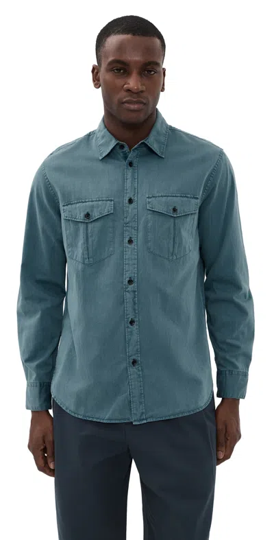 Rag & Bone Finch Military Shirt Wkwbl In Blue