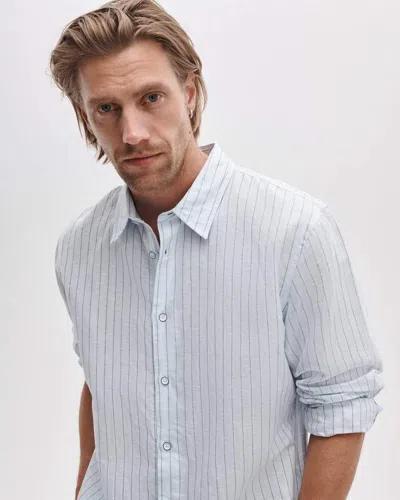 Rag & Bone Finch Striped Linen-cotton Shirt In Blue