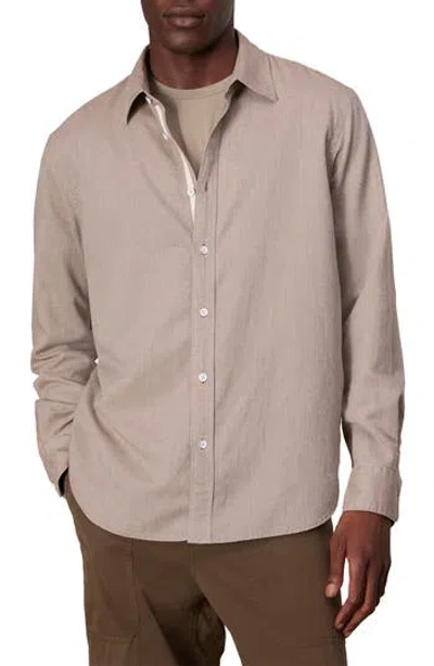 Rag & Bone Finch Zigaag Dobby Button-up Shirt In Khaki Strpe