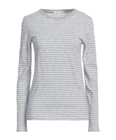 Rag & Bone Fine Horizontal Stripe Crew-neck Long-sleeve Top In Gray