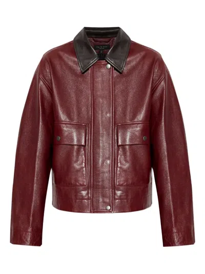 Rag & Bone Flap-pocket Leather Jacket In Red