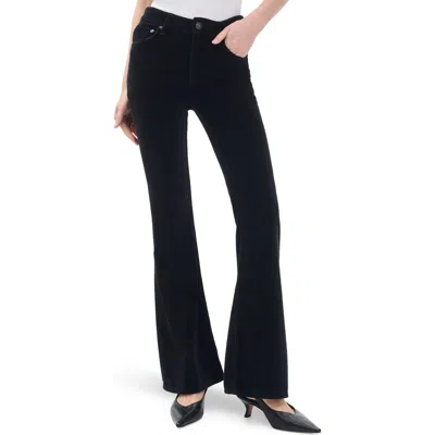 Rag & Bone Flexi Velvet Dahlia Mid Rise Flare Jeans In Blkvelvet