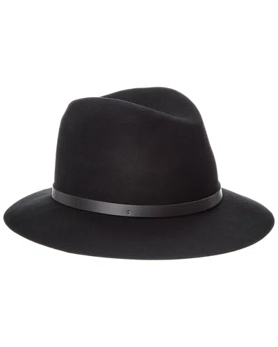 Rag & Bone Floppy Brim Leather-trim Wool Fedora In Black
