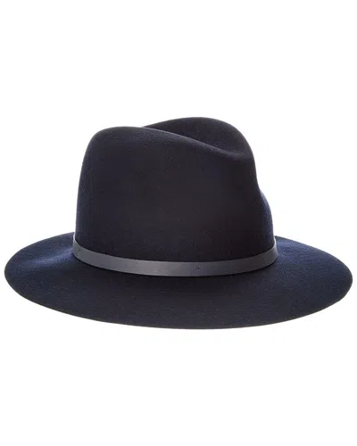 Rag & Bone Floppy Brim Leather-trim Wool Fedora In Blue