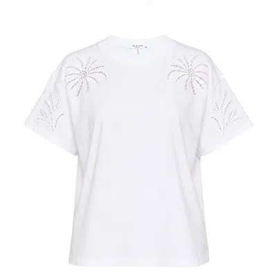 Rag & Bone Floral Cutout Kelly Boxy Tee In White