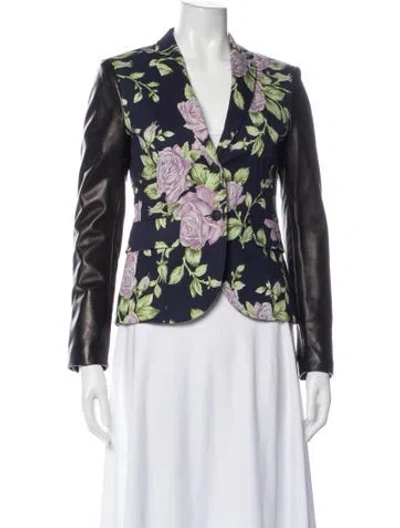 Pre-owned Rag & Bone Floral Print Blazer In Blue