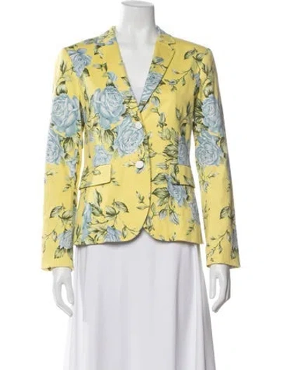 Pre-owned Rag & Bone Floral Print Blazer In Yellow
