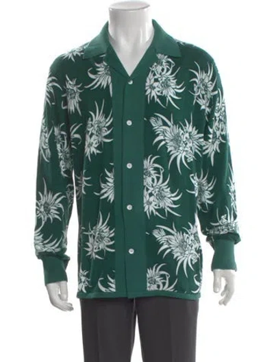 Pre-owned Rag & Bone Floral Print Collar Cardigan W/ Tags In Green