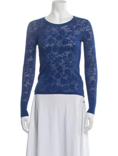 Pre-owned Rag & Bone Floral Print Crew Neck Sweater In Blue