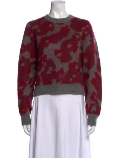 Pre-owned Rag & Bone Floral Print Crew Neck Sweater In Gray