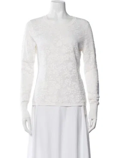 Pre-owned Rag & Bone Floral Print Crew Neck Sweater In White