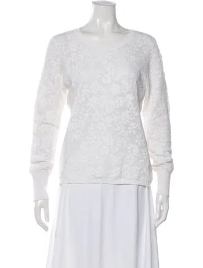 Pre-owned Rag & Bone Floral Print Crew Neck Sweater In White