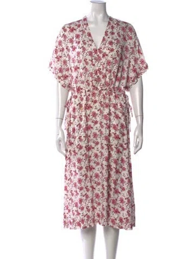 Pre-owned Rag & Bone Floral Print Midi Length Dress In Pink/white
