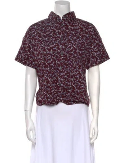 Pre-owned Rag & Bone Floral Print Mock Neck Crop Top W/ Tags In Burgundy
