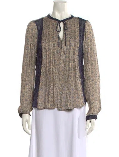 Pre-owned Rag & Bone Floral Print Tie Neck Blouse W/ Tags