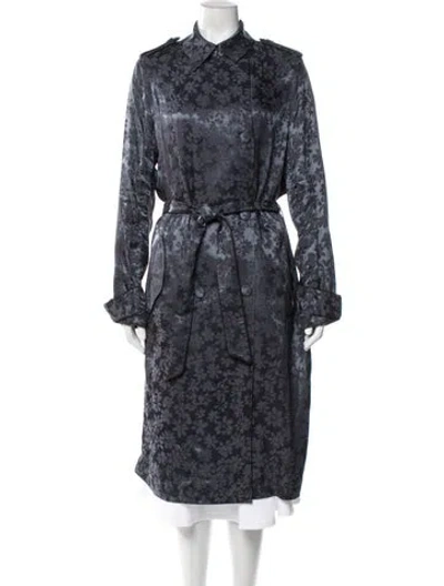 Pre-owned Rag & Bone Floral Print Trench Coat In Blue