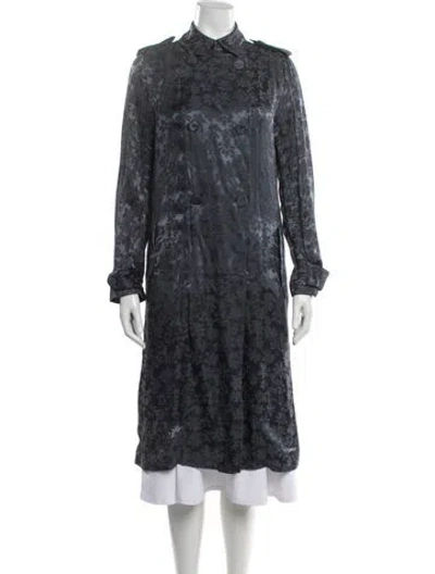 Pre-owned Rag & Bone Floral Print Trench Coat In Blue