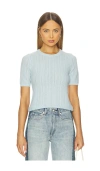 Rag & Bone Francesca Merino Short Sleeve Sweater In Blue