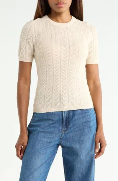 Rag & Bone Francesca Pointelle Short Sleeve Merino Wool Sweater In Neutral