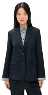 Rag & Bone Frank Mixed-media Single-breasted Wool Blazer In Blue