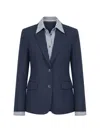 Rag & Bone Frank Mixed-media Single-breasted Wool Blazer In Blue