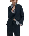 Rag & Bone Frank Mixed-media Single-breasted Wool Blazer In Blue