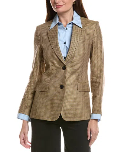 Rag & Bone Frank Poplin Plaid Linen Blazer In Brown