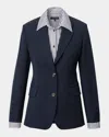 Rag & Bone Frank Mixed-media Single-breasted Wool Blazer In Blue