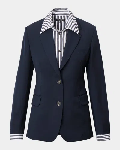 Rag & Bone Frank Single-breasted Mixed Media Blazer In Blue