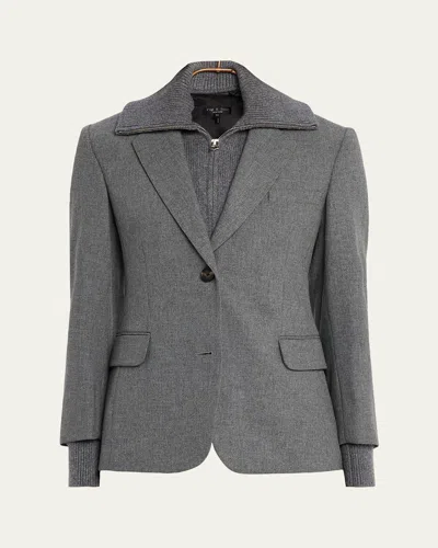 Rag & Bone Frank Wool Blazer With Removable Sweater In Gray