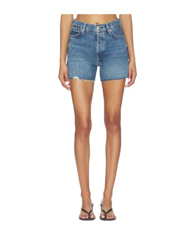 Rag & Bone Frayed Denim Shorts In Blue