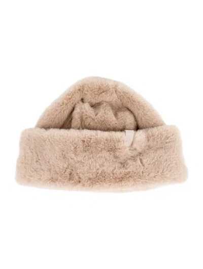 Pre-owned Rag & Bone Fur Coated Beanie In Neutral