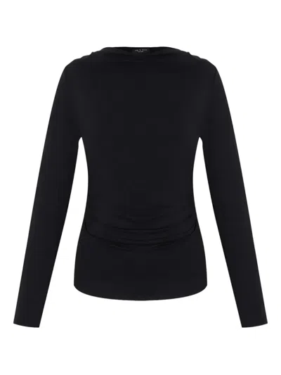 Rag & Bone Gathered Long-sleeves Top In Black