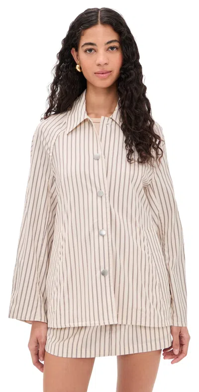 Rag & Bone Gayle Striped Cropped Trench Red Stripe In Neutral