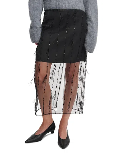 Rag & Bone Geena Embellished Column Skirt In Black