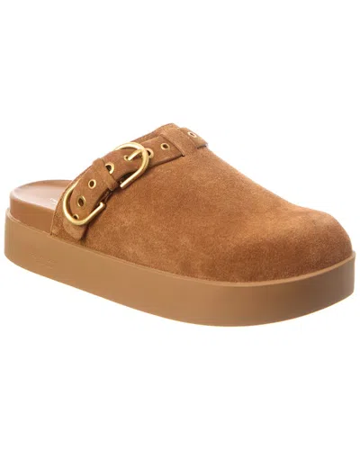 Rag & Bone Geo Buckle Suede Platform Mule In Brown