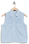 Rag & Bone Georgina Ruched Button-up Shirt In Blue