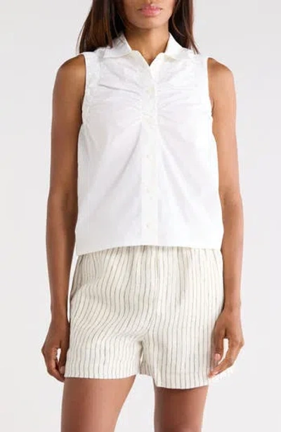 Rag & Bone Georgina Ruched Button-up Shirt In White