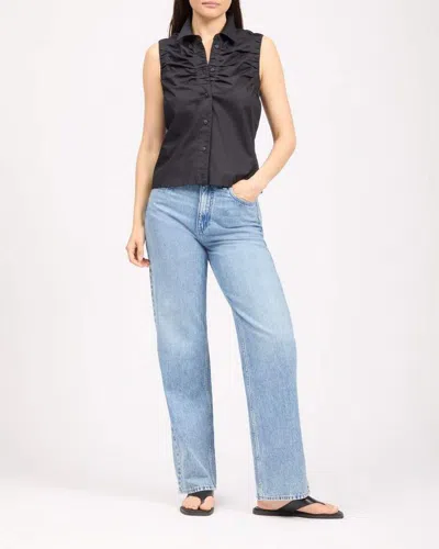 Rag & Bone Georgina Ruched Poplin Shirt In Black
