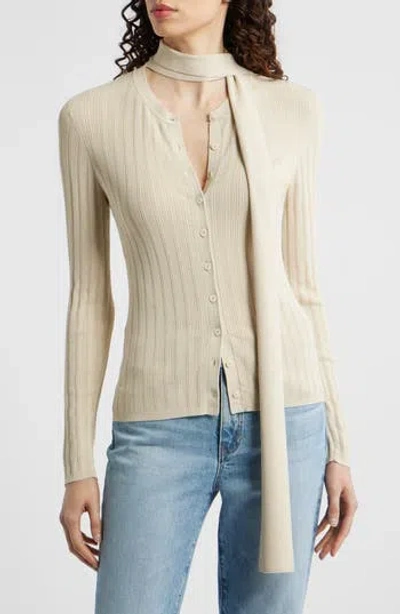 Rag & Bone Gianna Tie Neck Rib Sweater In Brown