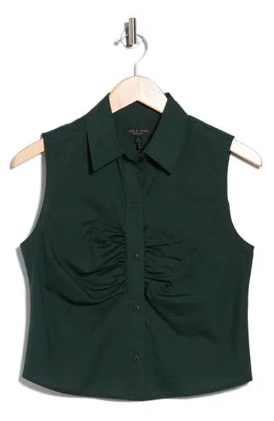 Rag & Bone Ginny Poplin Sleeveless Shirt In Green