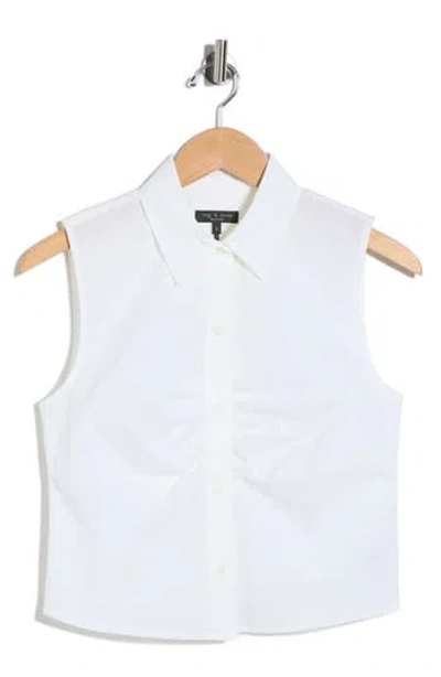 Rag & Bone Ginny Poplin Sleeveless Shirt In White