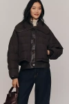 Rag & Bone Gloria Mixed Media Puffer Jacket In Brown