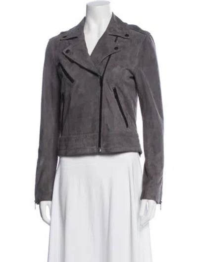 Pre-owned Rag & Bone Goat Leather Biker Jacket In Blue